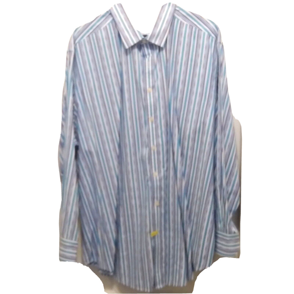 Robert Graham Mens sz 3XL Blue Striped Long Sleeve Dress Shirt